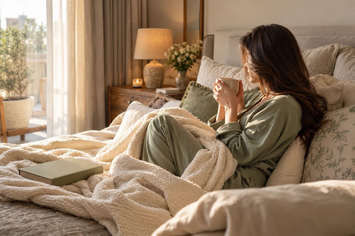Herbal tea for your menstrual cycle, a calm moment of self-care with a warm cup of herbal tea
