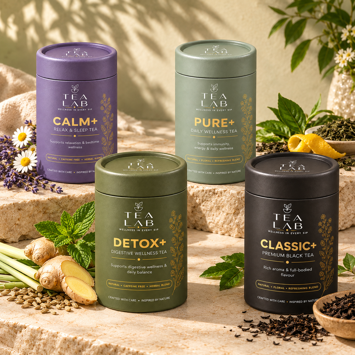 Daily wellness green, black and herbal tea collection by Tea Lab Pakistan