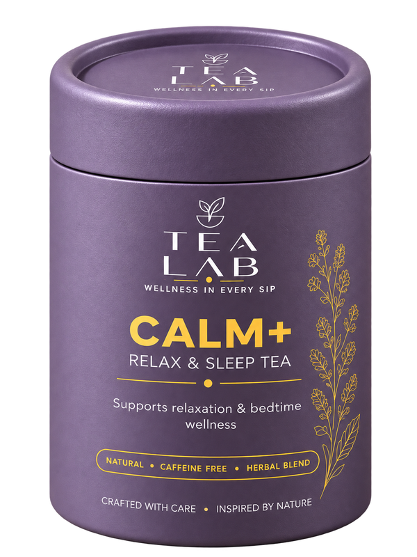 CALM+ sleep herbal tea tin, product cutout