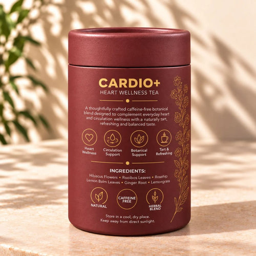 CARDIO+ heart wellness herbal tea by Tea Lab Pakistan with hibiscus and rooibos
