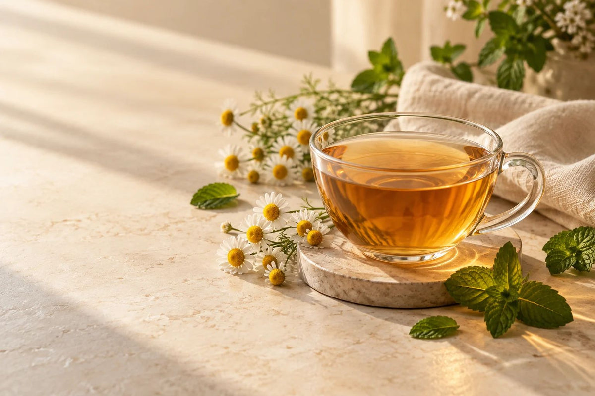 Tea Lab herbal wellness tea being poured, frequently asked questions