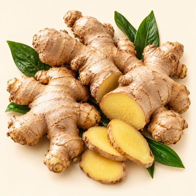 Fresh ginger root used in Tea Lab herbal teas