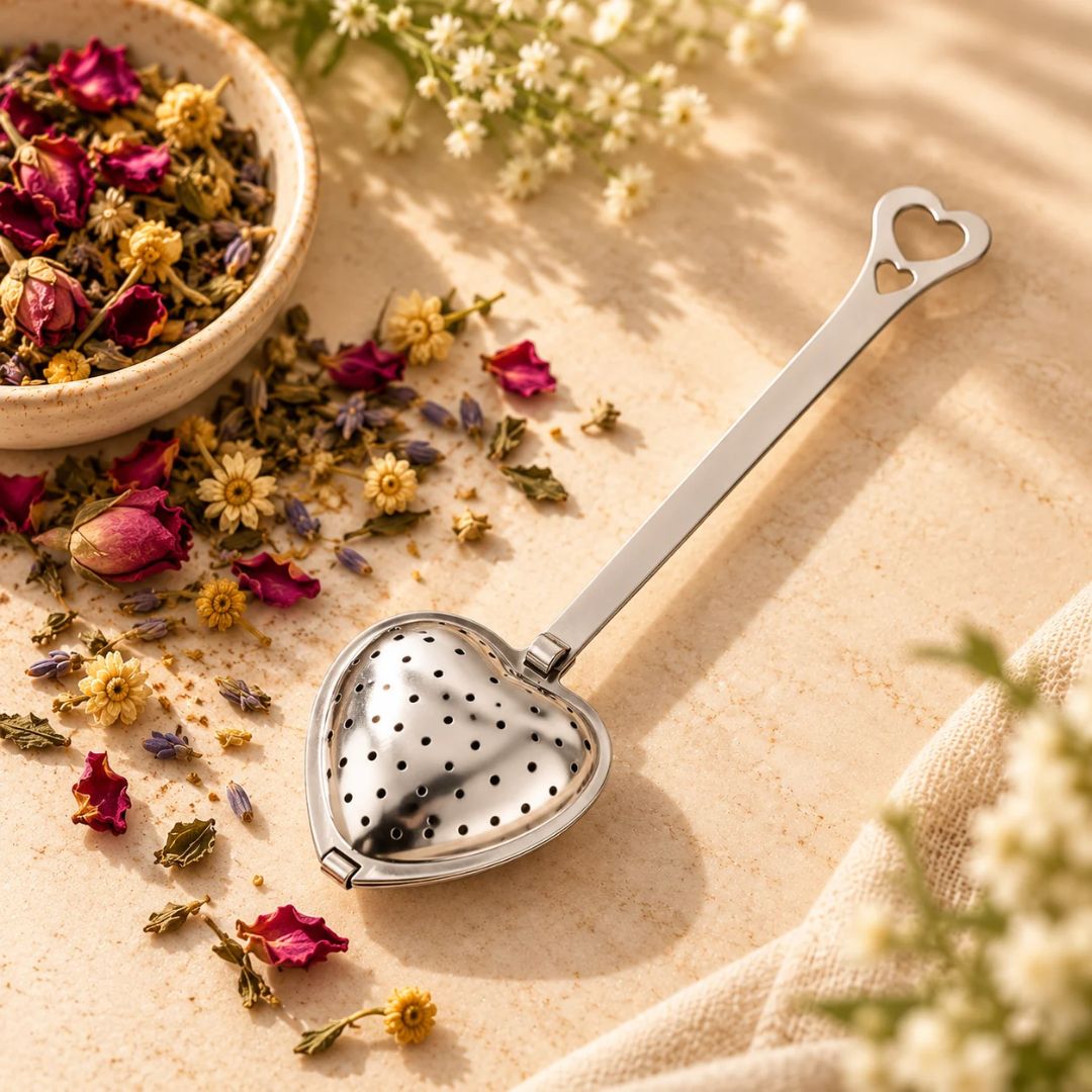 Heart-shaped stainless steel tea infuser by TEA LAB
