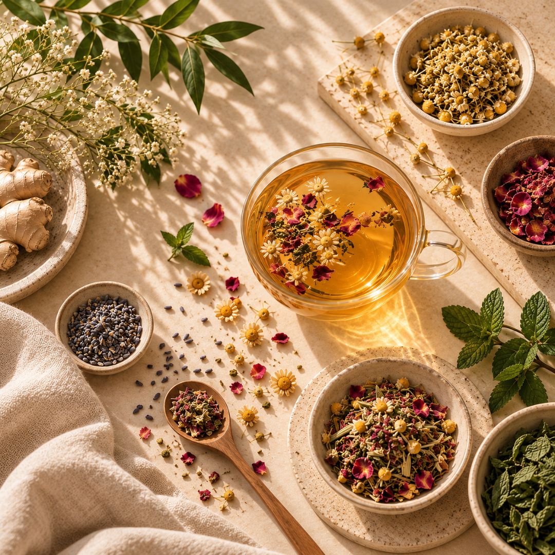 Herbal tea botanicals used in Tea Lab loose leaf herbal teas